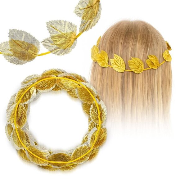 16Pcs Laurel Crown Gold Leaf Roman Head Wreath Greek Style for Weddings main image 5